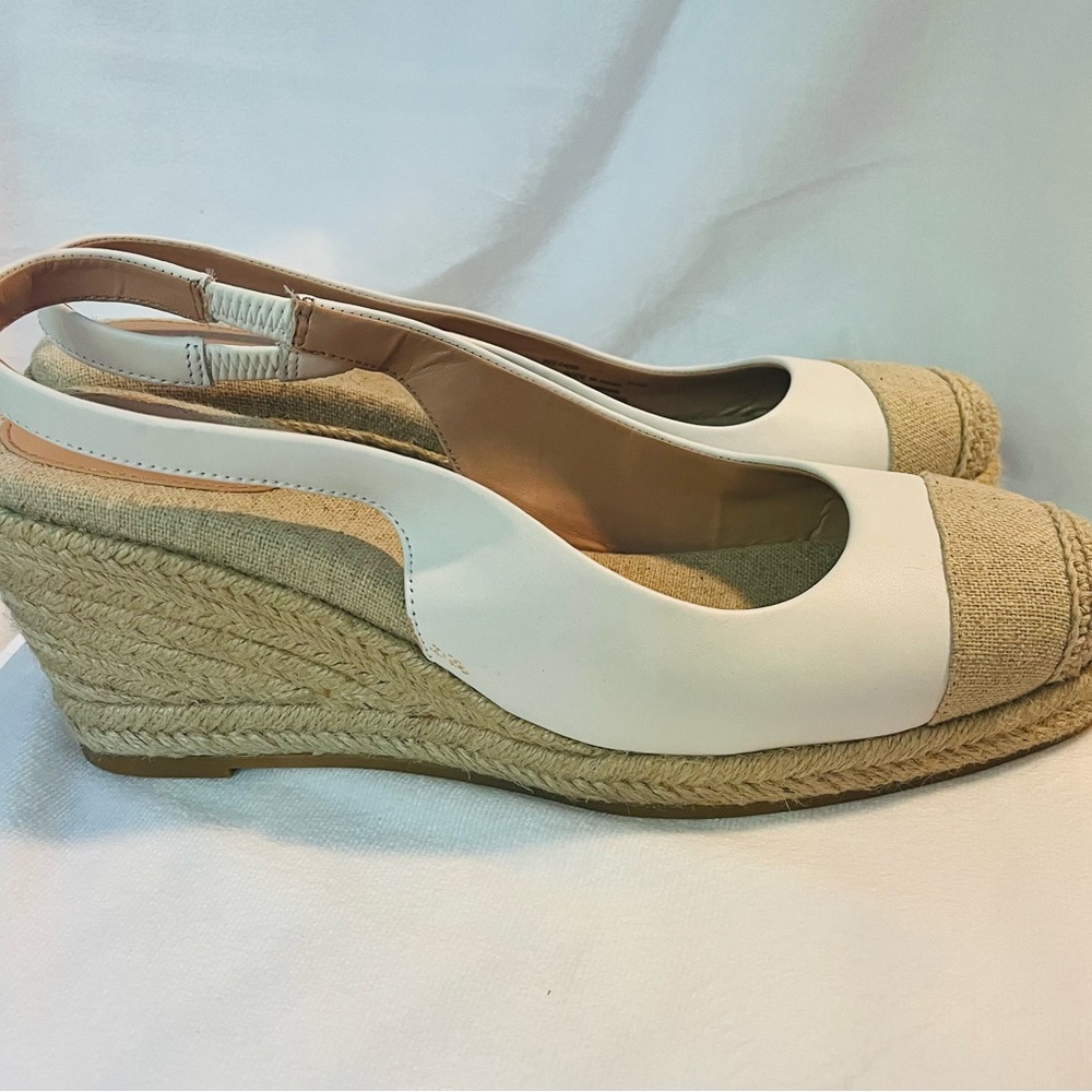 New Cole Haan Cloudfeel Espadrille Tan Linen Wedge Slingback Shoes 9.5M Capsule
